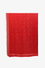 Louis Vuitton Red Silk Wool Blend Monogram Metallic Fringe Scarf