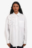 Maje White Cotton Floral Embellished Button Down Shirt Size 1