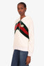 Gucci White/Green Logo Zip Up Sweater Size S