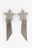 Saint Laurent Silver Tone Crystal Embellished Star Clip On Earrings
