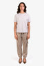 Brunello Cucinelli Taupe Cotton Ribbed Knit Joggers Size L