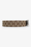 Gucci Beige Canvas Monogram Silver Buckle Belt Size 90