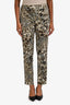 Max Mara Blue/Green Cotton Snake Print Slim Fit Trousers Size 8