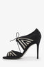 Rene Caovilla Black Crystal Lace Up Heels Size 37.5