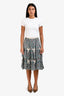 Gucci Multicolour Floral Print Lace Bow Detail Midi Skirt Size XS