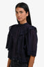 Isabel Marant Etoile Navy Embroidered Top Size 38