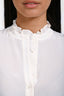 Sandro White Silk Ruffled Long Sleeve Top Size 1