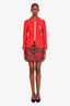 Miu Miu Red Wool Tartan Plaid Mini Skirt Size 40
