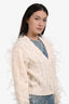 Simkhai Jonathan Simkhai Cream Wool/Cashmere Feather Cable Cardigan Size S