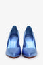 Christian Louboutin Blue Leather Scalloped Accent Pumps Size 38.5