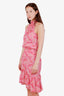 ALC Pink Silk High Neck Floral Mini Dress Size 0