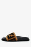 Fendi Brown Shearling FF Zucca Slides Size 36
