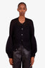 Junya Watanabe Comme des Garcons Black Pleated Horizontal Stripe Knit Cardigan Size S