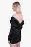 Saint Laurent Black Leather Bustier Pouf Sleeve Mini Dress Size 38