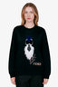 Fendi Black Mink Fur Trim 'Karl Lovers' Sweater Size 46