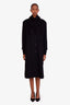 Pre-loved Chanel™ Black Cashmere Single Breasted Button Up Trench Coat Size 48