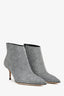 Jimmy Choo Silver/Black Glitter Tweed Patterned Heeled Boots Size 39.5