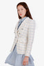 Veronica Beard White/Multicolour Cotton-Blend Tweed Check Pattern Double Breasted Blazer Size 00