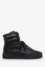Pre-loved Chanel™ Black Leather CC Logo Ankle Strap High Top Sneakers Size 35.5