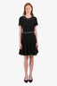 Rebecca Taylor Black Tweed Fringe Edge Short Sleeve Dress Size 6