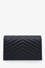 Saint Laurent Black Grained Leather Wallet On Chain