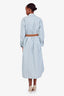 Brunello Cucinelli Blue Cotton Blend Belted Midi Shirt Dress Size L