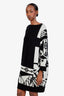 Hermès Black/White Cashmere Cliquetis Sweater Dress Size 34