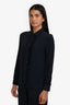 Prada 2017 Black Silk Ruffle Detail Front Button Down Shirt Size 38