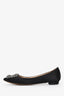 Manolo Blahnik Black Satin Crystal Embellished Hangisi Flats Size 35.5