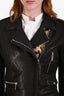 Barbara Bui Black/Cheetah Print Leather and Ponyhair Motorcycle Jacket Size 38