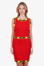 Moschino Couture Red Cashmere Wool Sleeveless Logo Dress and Sweater Set Size US 8
