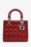 Christian Dior 2014 Red Patent Leather Medium Lady Dior With Strap