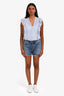 Agolde Light Denim Medium Wash Blue Frayed Denim Shorts Size 26