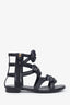 Pre-loved Chanel™ Black Leather Camellia Gladiator Sandals Size 36