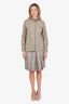 Burberry Grey/White Nova Check Wool Belted Midi Skirt Size 6