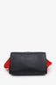 Celine White & Red Pony Hair and Leather Medium Trapeze Bag with Strap