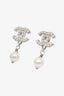 Pre-loved Chanel™ 07V Silver Tone Pearl CC Drop Earrings