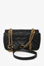 Gucci Black Leather GG Marmont Small Flap Shoulder Bag