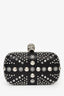 Alexander McQueen Black Leather Studded Britannia Skull Box Clutch with Chain