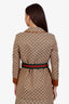 Gucci Brown GG Canvas Leather Trimmed Horsebit Web Belt Jacket Size 40
