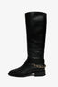 Pre-loved Chanel™ Black Leather Interlocking CC Knee High Riding Boots Size 38.5