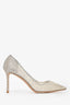 Jimmy Choo Champagne Coarse Glitter Romy 85 Pumps Size 41.5