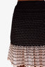 Alexander McQueen Black Silk Striped Top + Skirt Set Size S-M