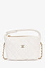 Pre-loved Chanel™ 2026 White Quilted Caviar Leather Hobo with Chain