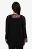 Pre-Loved Chanel™ Black Sheer Silk with Lace Detail Cardigan Size 34