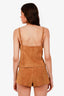 Reformation x Veda Tan Suede Leather Corset Top and Mini Shorts Set Size 10/8