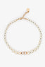 Christian Dior Gold Toned Pearl Logo Short Necklace