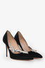 Manolo Blahnik Black Satin Crystal Embellished 'Nadira' Heels Size 35