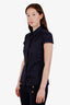 Prada Navy Blue Cotton Button-Up Short Sleeve Top Size 40
