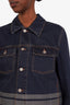 Christian Dior Dark Blue Denim Striped Panel Back Logo Jean Jacket Size 42